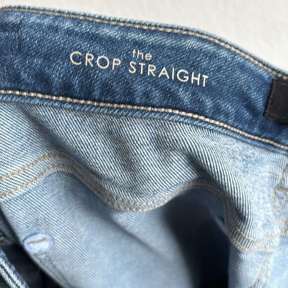 Liverpool The Crop Straight High Rise Front Seam Raw Hem Jeans Sz 14/32 - Picture 10 of 12